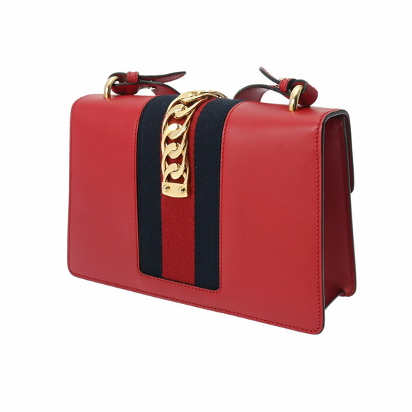 Gucci Sylvie Red Shoulder Bag Calfskin Leather - Picture 2 of 9